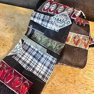 Tabasco Tie Kitsch Silk Mens Neckwear Y2k Chili Peppers Hot Sauce